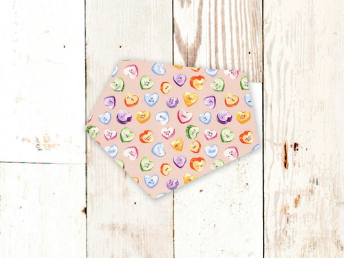 Conversation Hearts on Pink Dog Bandana