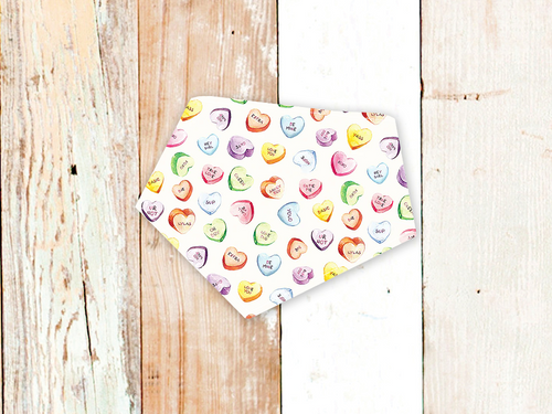 Conversation Hearts on White Dog Bandana