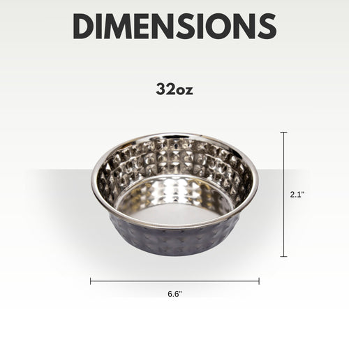 Country Living Set of 2 Hammered Stainless Steel Dog Bowls – Black Pearl