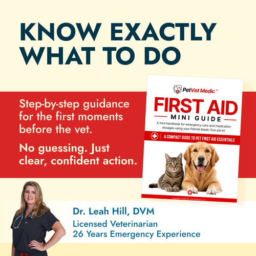 PetVet Medic® Essential Pet First Aid Kit-37 piece Dog & Cat Emergency Kit with Veterinarian-Curated Supplies & First Aid Guide