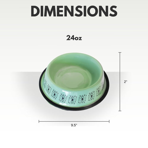 Non-Skid Boho Stainless Steel Dog Bowl – with Whimsical Unicorn Design, Silicone Base for Medium Dogs – 24oz