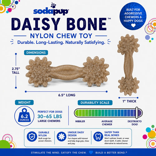 Daisy Bone Nylon Dog Toy for Aggressive Chewers | Durable | USA Made