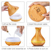 400ml Aroma Essential Oil Diffuser Ultrasonic Air Humidifier with Wood Grain 7 Color Changing LED Lights for Office Home