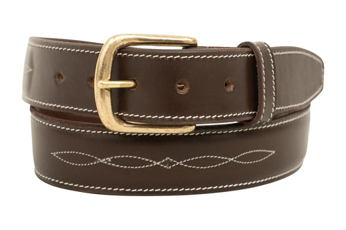 Huntley Fancy Stitched Ladies  1.5 Inch wide belt, Brown