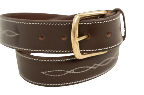 Huntley Fancy Stitched Ladies  1.5 Inch wide belt, Brown