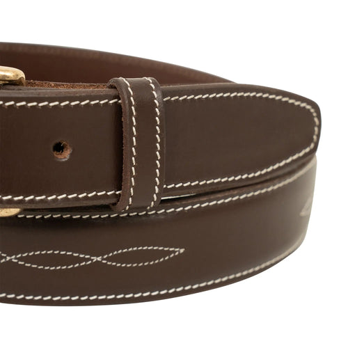 Huntley Fancy Stitched Ladies  1.5 Inch wide belt, Brown