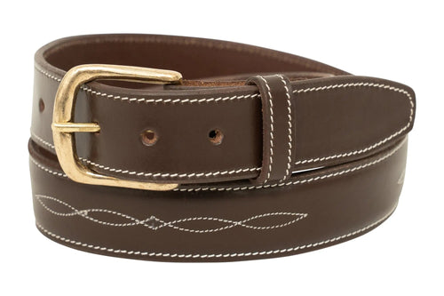 Huntley Fancy Stitched Ladies  1.5 Inch wide belt, Brown