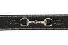Huntley Equestrian Ladies Stirrup Buckle, Snaffle Bit, 1.5 Inch Width Leather Belt, Black