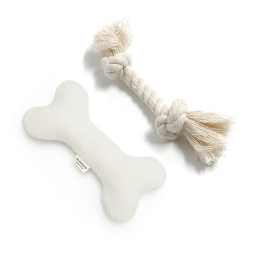 Boba & Vespa Natural Dog Toy Bundle in Cotton and Hemp (+ FREE Poop Bag Holder)