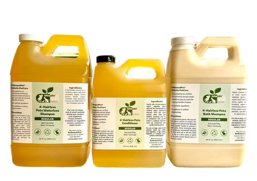 4-HAIRLESS PETS REGULAR SHAMPOO, WATERLESS SHAMPOO & CONDITIONER KIT