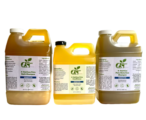 4-HAIRLESS PETS SENSITIVE SHAMPOO, WATERLESS & CONDITIONER KIT