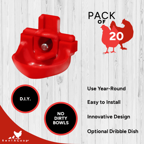 Make Your Own Chicken Waterer Kit - Horizontal Chicken Nipples 20-Pack + Installation Piece