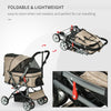 Pet Foldable Travel Carriage Stroller with Reversible Handle