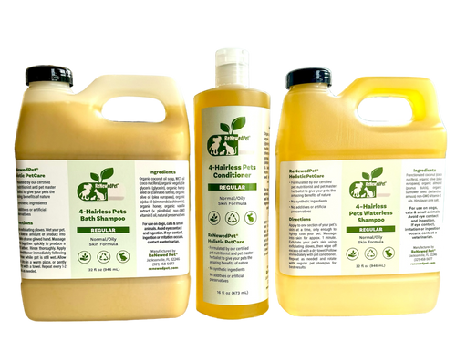 4-HAIRLESS PETS REGULAR SHAMPOO, WATERLESS SHAMPOO & CONDITIONER KIT