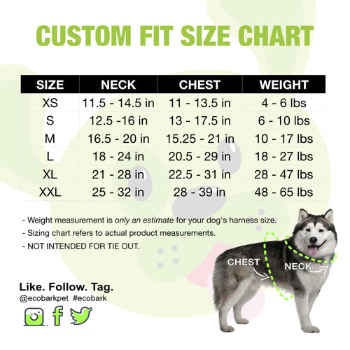 EcoBark Custom-Fit Harness & Leash Combo - Red Stripe