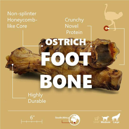 Ostrich Foot Bone (7 x 3.5): The Flavorful & Long-Lasting Chew for Medium to Large Dogs