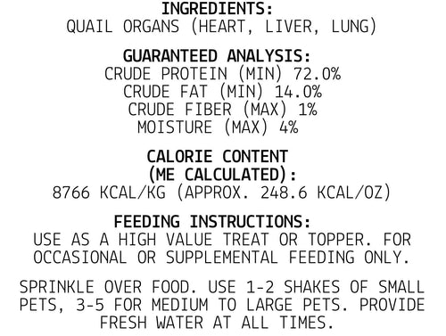 Freeze-Dried Quail Organ Max Topper