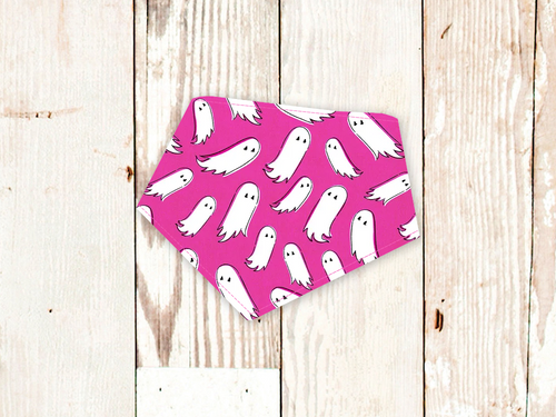 Fuchsia Ghosts Halloween Dog Bandana