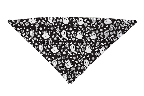 Goth Ghosties Black and White Dog Bandana