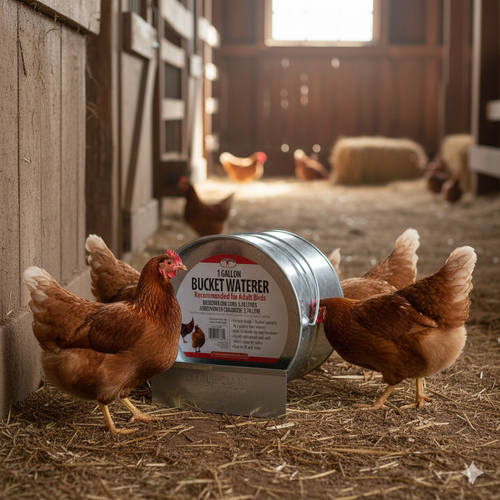 Little Giant 2-in-1 Poultry Bucket Waterer 1 Gallon Galvanized Gravity Feed