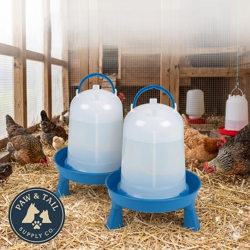 Double-Tuf Poultry Waterer with Legs for Chickens & Birds 3 Quart 2-Pack