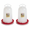 Little Giant 3 Gallon Poultry Drinker 2-Pack Gravity Fed Chicken Waterer Red Base