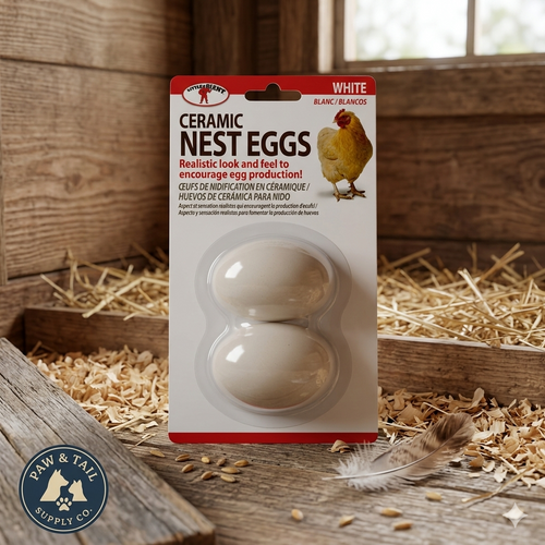 Little Giant Ceramic Nest Eggs 2 Pack 4 Count Fake Chicken Coop Eggs, White