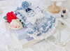 Pet Dress Lace Pearl Dog Outfit Elegant Blue