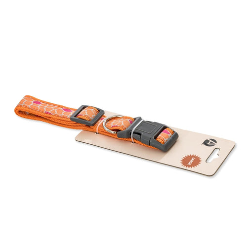 Nylon Dog Collar with Embroidered Giraffe Design/Animal Print, Secure & Adjustable Fit