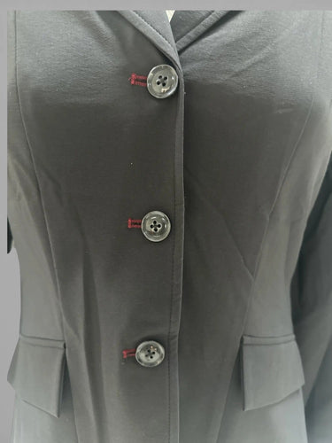 Grand Prix Ladies EQJ Classic 3 Button Show Jacket, Black with Burgundy Collar