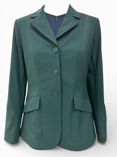 Grand Prix Ladies EQJ Classic 3 Button Show Jacket, New Green with Navy Piping