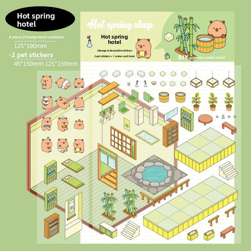 Three Dimensional Landscape DIY Scene Paper Stickers 3 Pack Guinea Pig Diary Series Capybara Handbook Decorative Models