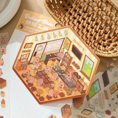 Three Dimensional Landscape DIY Scene Paper Stickers 3 Pack Guinea Pig Diary Series Capybara Handbook Decorative Models