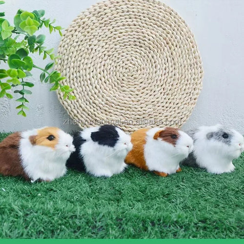 Realistic Faux Fur Hamster & Guinea Pig Figurine Lifelike Small Rodent Model for Desktop Decor,Gift,Educational&Photography Prop