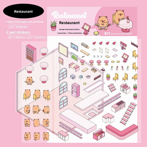 Three Dimensional Landscape DIY Scene Paper Stickers 3 Pack Guinea Pig Diary Series Capybara Handbook Decorative Models