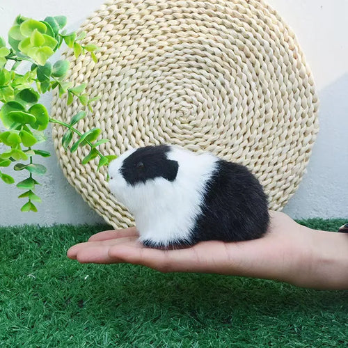 Realistic Faux Fur Hamster & Guinea Pig Figurine Lifelike Small Rodent Model for Desktop Decor,Gift,Educational&Photography Prop