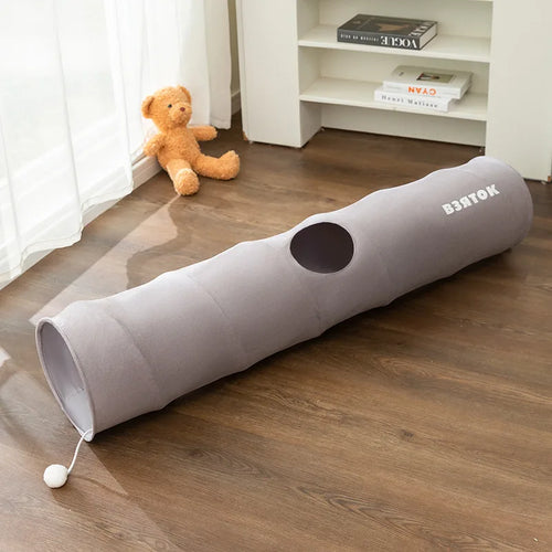Straight Collapsible Cat Tunnel Toy - Suede 25x120cm