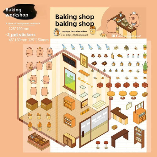 Three Dimensional Landscape DIY Scene Paper Stickers 3 Pack Guinea Pig Diary Series Capybara Handbook Decorative Models