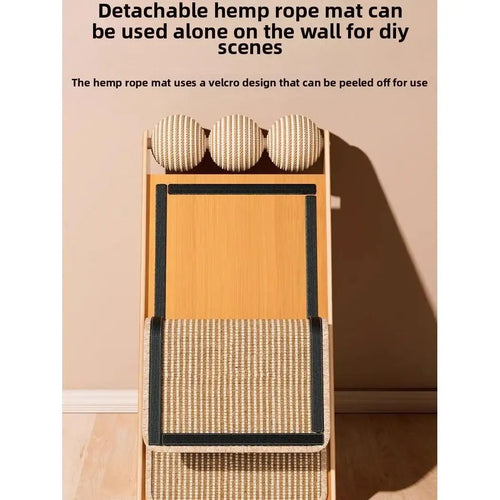 Large Vertical Cat Tree - Wood and Sisal Scratching Tower House