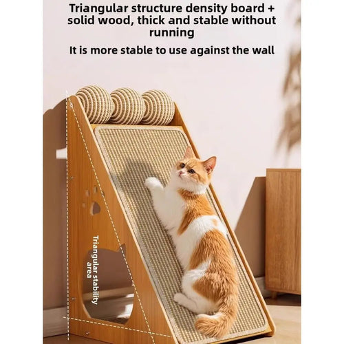 Large Vertical Cat Tree - Wood and Sisal Scratching Tower House