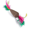 Mouse Shaped Corrugated Paper Cat Scratcher Toy with Feathers