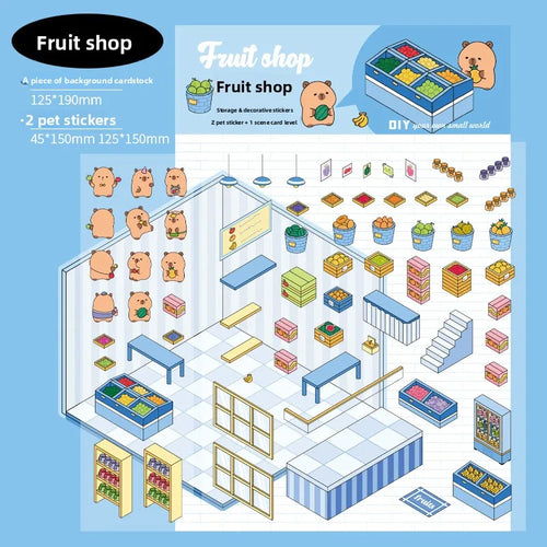 Three Dimensional Landscape DIY Scene Paper Stickers 3 Pack Guinea Pig Diary Series Capybara Handbook Decorative Models