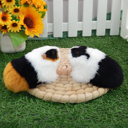 Realistic Faux Fur Hamster & Guinea Pig Figurine Lifelike Small Rodent Model for Desktop Decor,Gift,Educational&Photography Prop