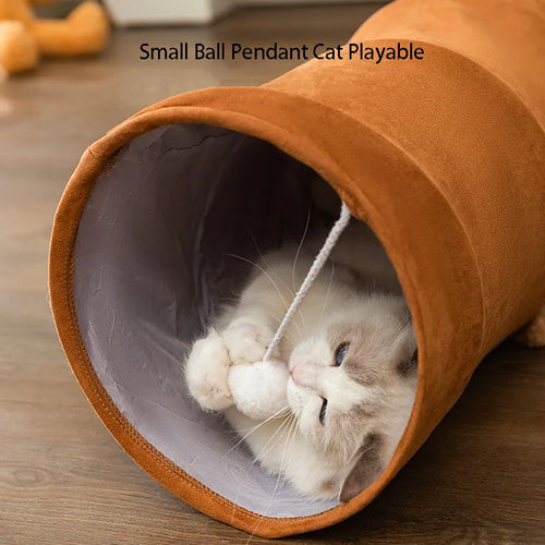 Straight Collapsible Cat Tunnel Toy - Suede 25x120cm