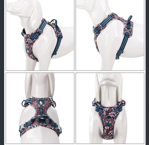 Truelove Floral No Pull Dog Harness - Reflective Cotton Vest