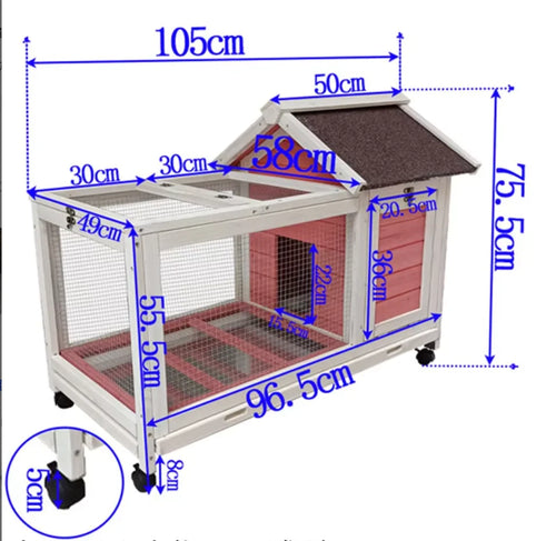 Simple Multi-Pet Cage Rabbits Guinea Pigs Hamsters Squirrels-Wooden Frame Latched Lid Mesh Panels-Extra Large Household Use