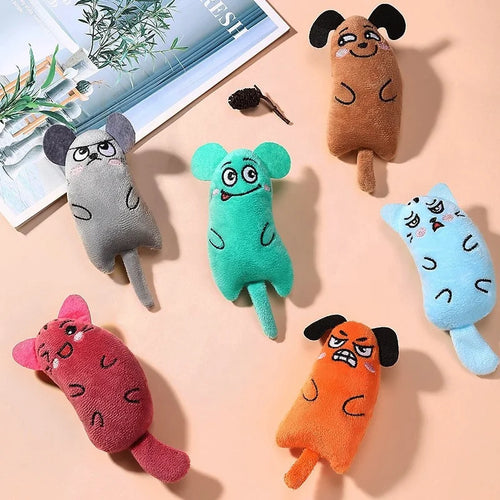 Idepet Catnip Plush Cat Toy - Cute Cartoon Thumb Toy with Tail