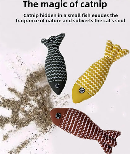 Geshifeng Linen Fish Catnip Toy - Interactive Plush Cat Toy