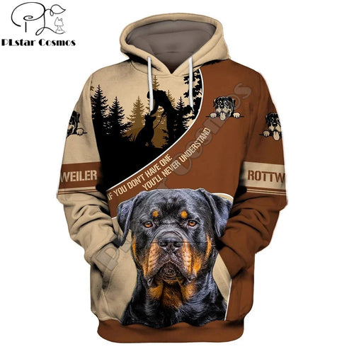 Love Rottweiler Dog 3D Printing Fashion Mens Hoodie Streetwear Pullover Autumn Sweatshirt Unisex Casual Jacket Tracksuit DW678