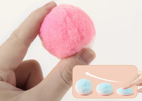 Polyester Rope Cat Toy - Colorful Pom Pom Balls for Teeth Cleaning